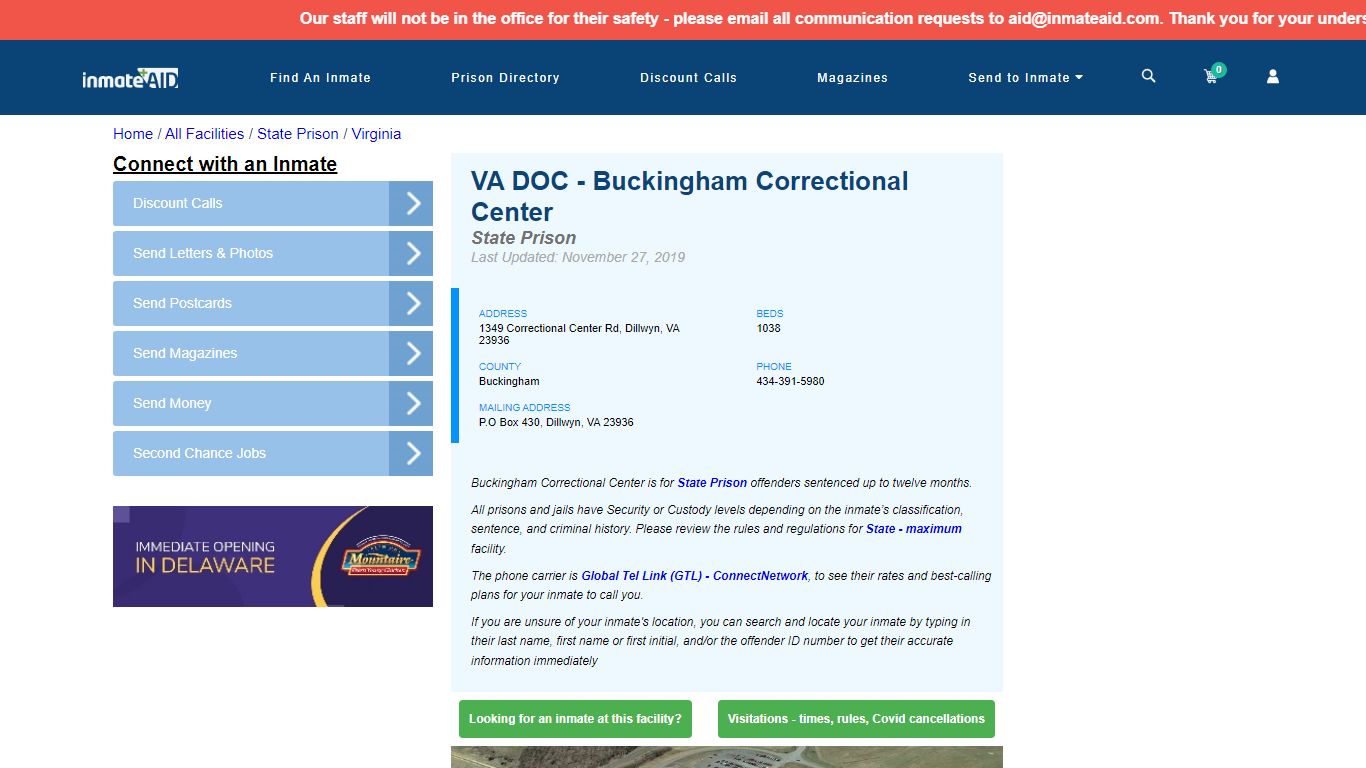 VA DOC - Buckingham Correctional Center - InmateAid